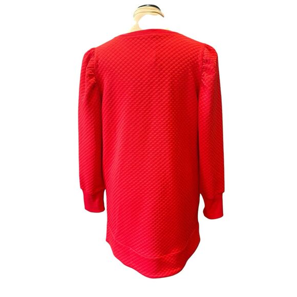 NWT Textured/Quilted Bubble Bow Sweatshirt Mini Dress Size Medium Long Sleeves - Picture 5 of 10